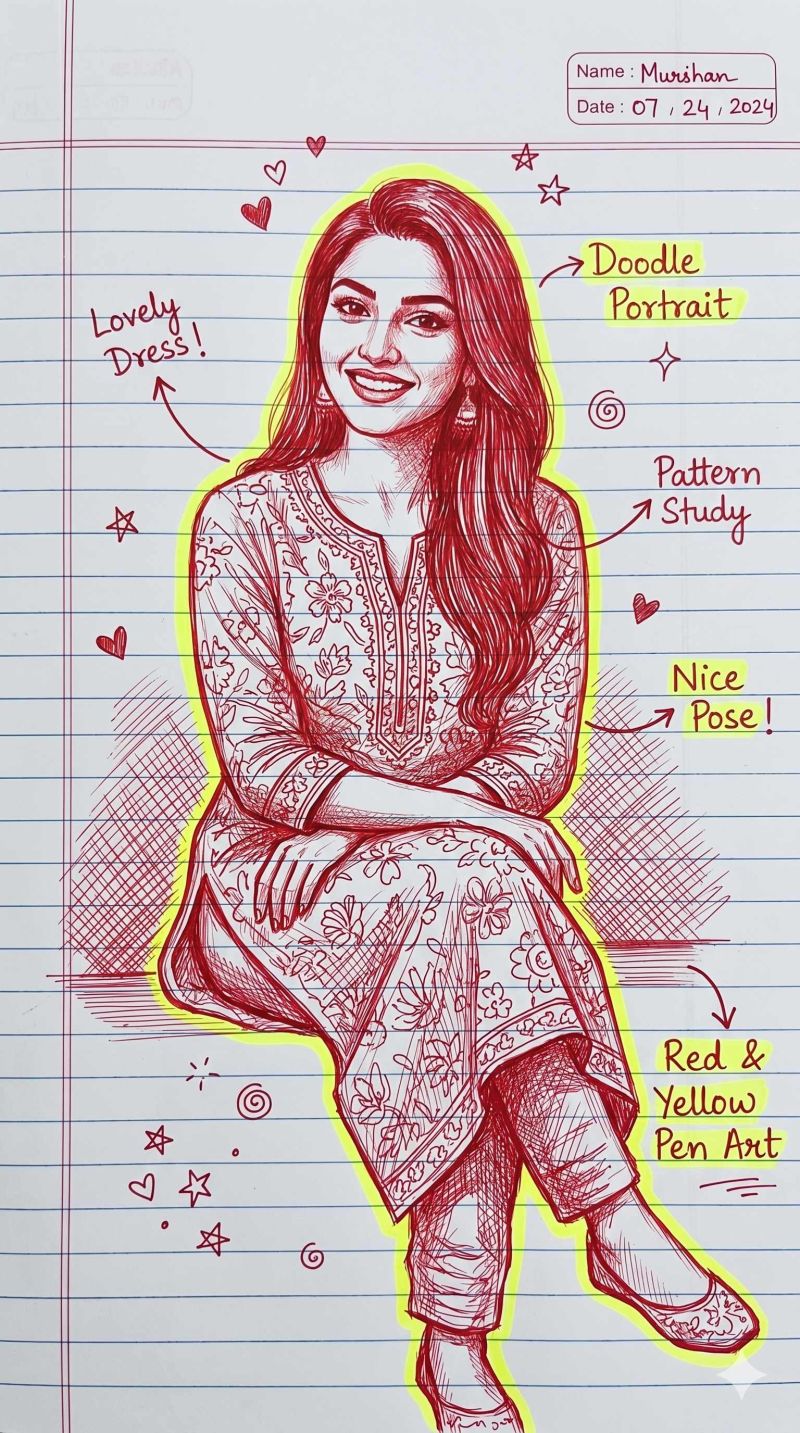 Gemini notebook drawing ai photo editing prompts free girl