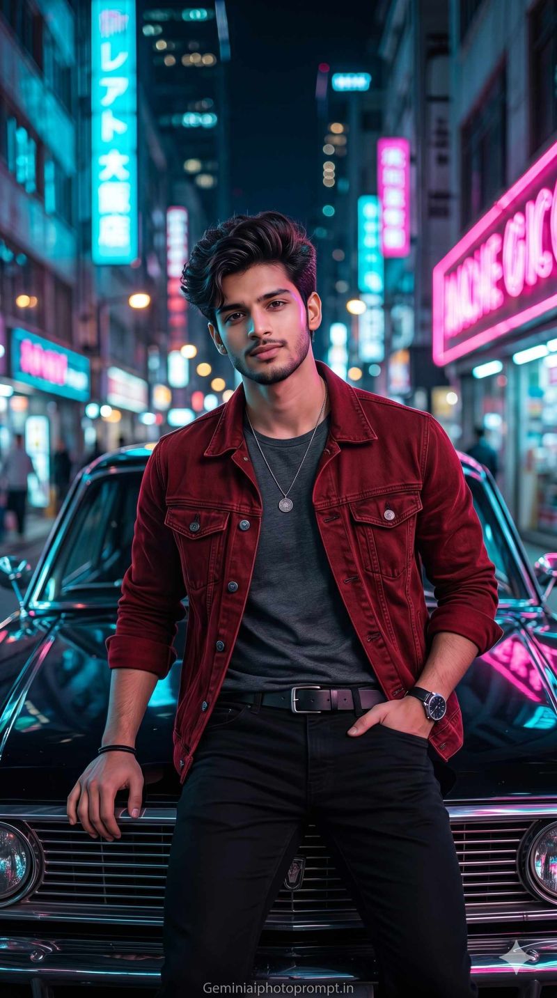 Neon and hot pink men Gemini prompt Instagram aesthetic free
