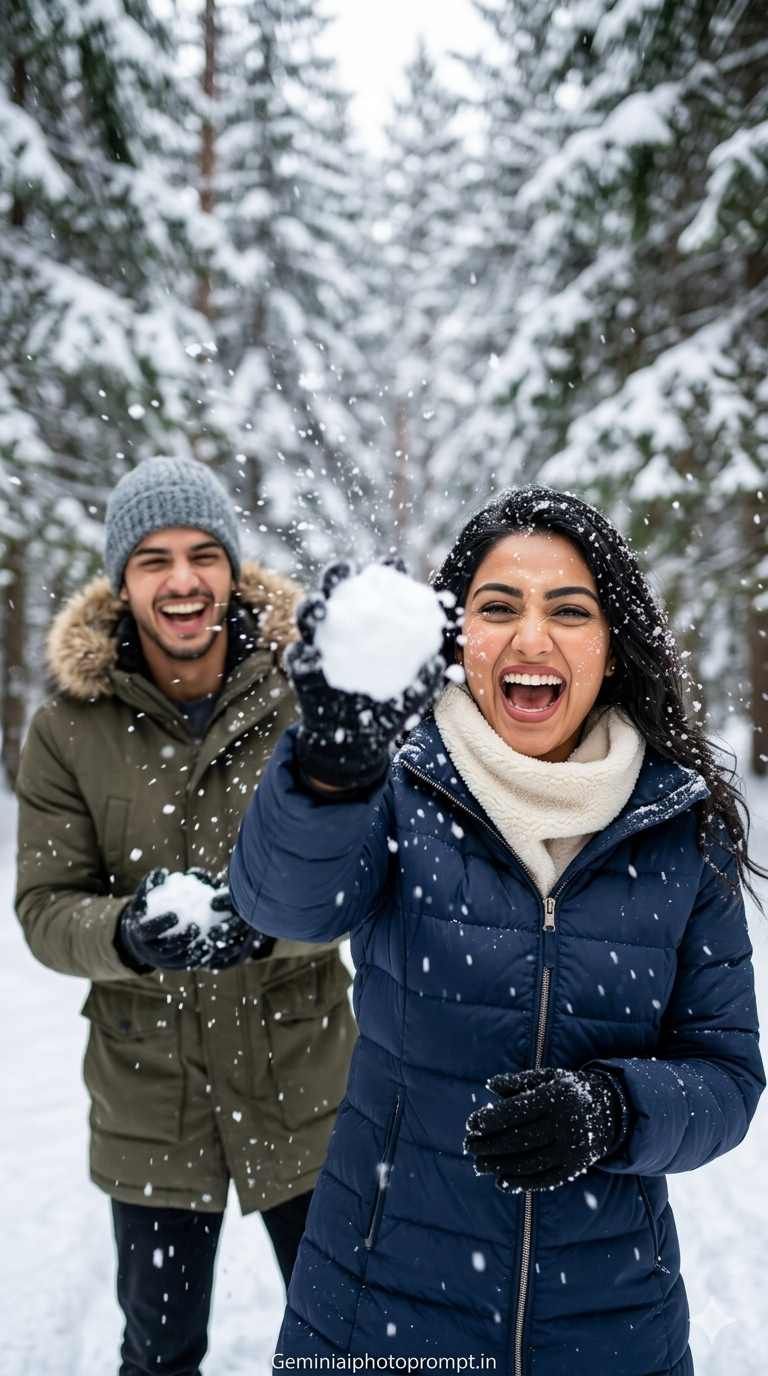 Couple in snow mountain gemini prompt free download