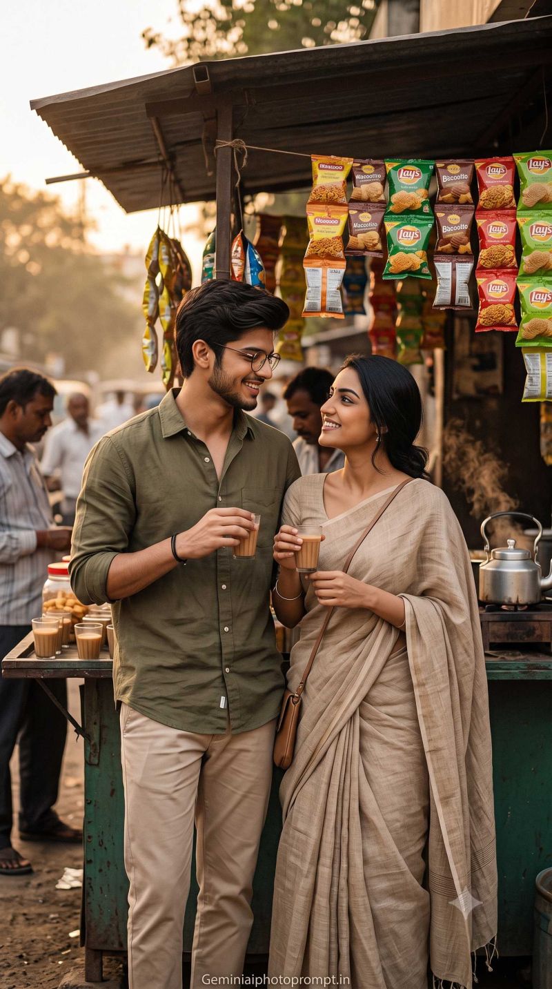 Retro couple poses indian